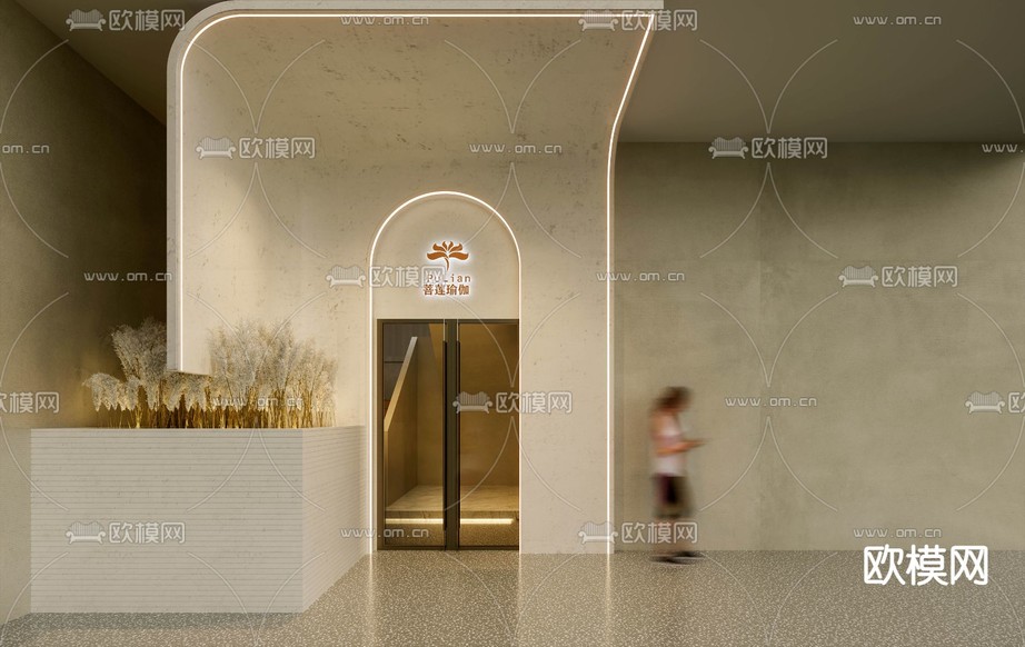 现代瑜伽馆门头3d模型下载