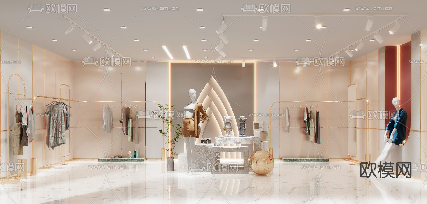 现代女装服装店su模型