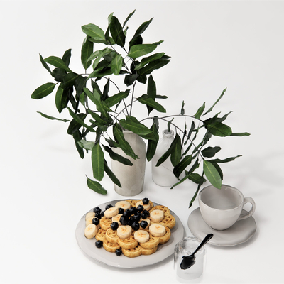  现代咖啡杯餐具su模型 