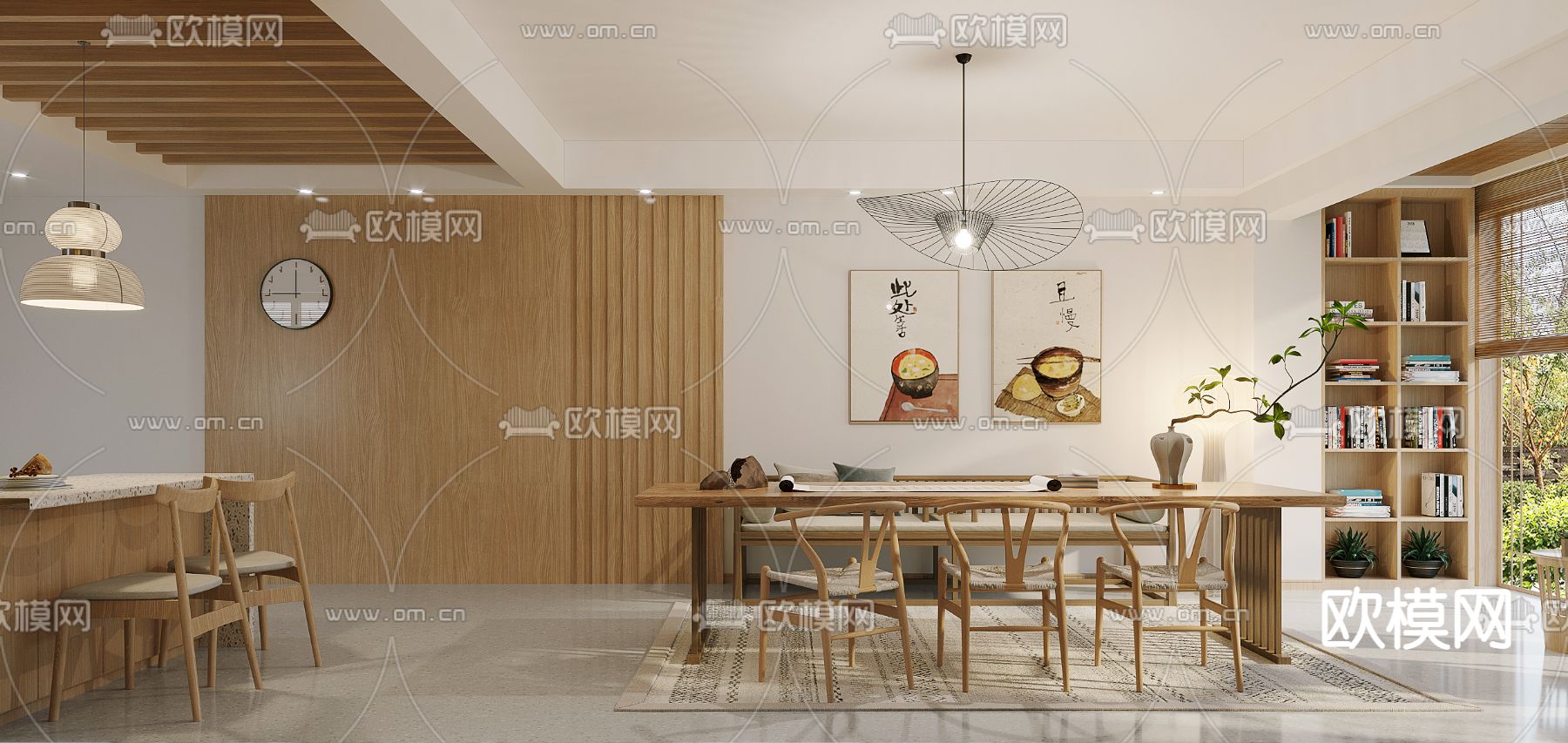北欧客厅餐厅3d模型下载（渲染图2）