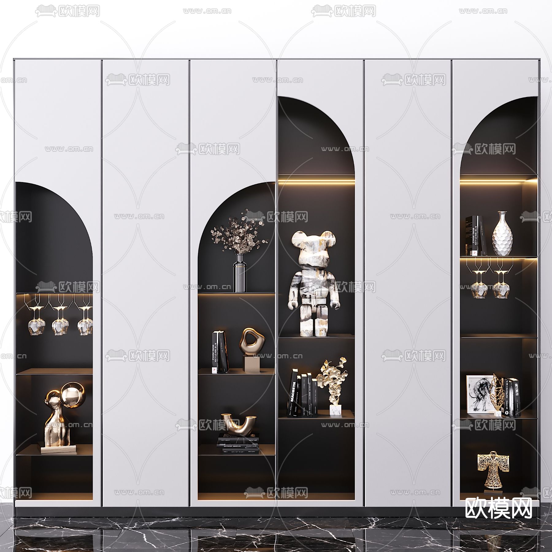 现代轻奢装饰柜3d模型下载