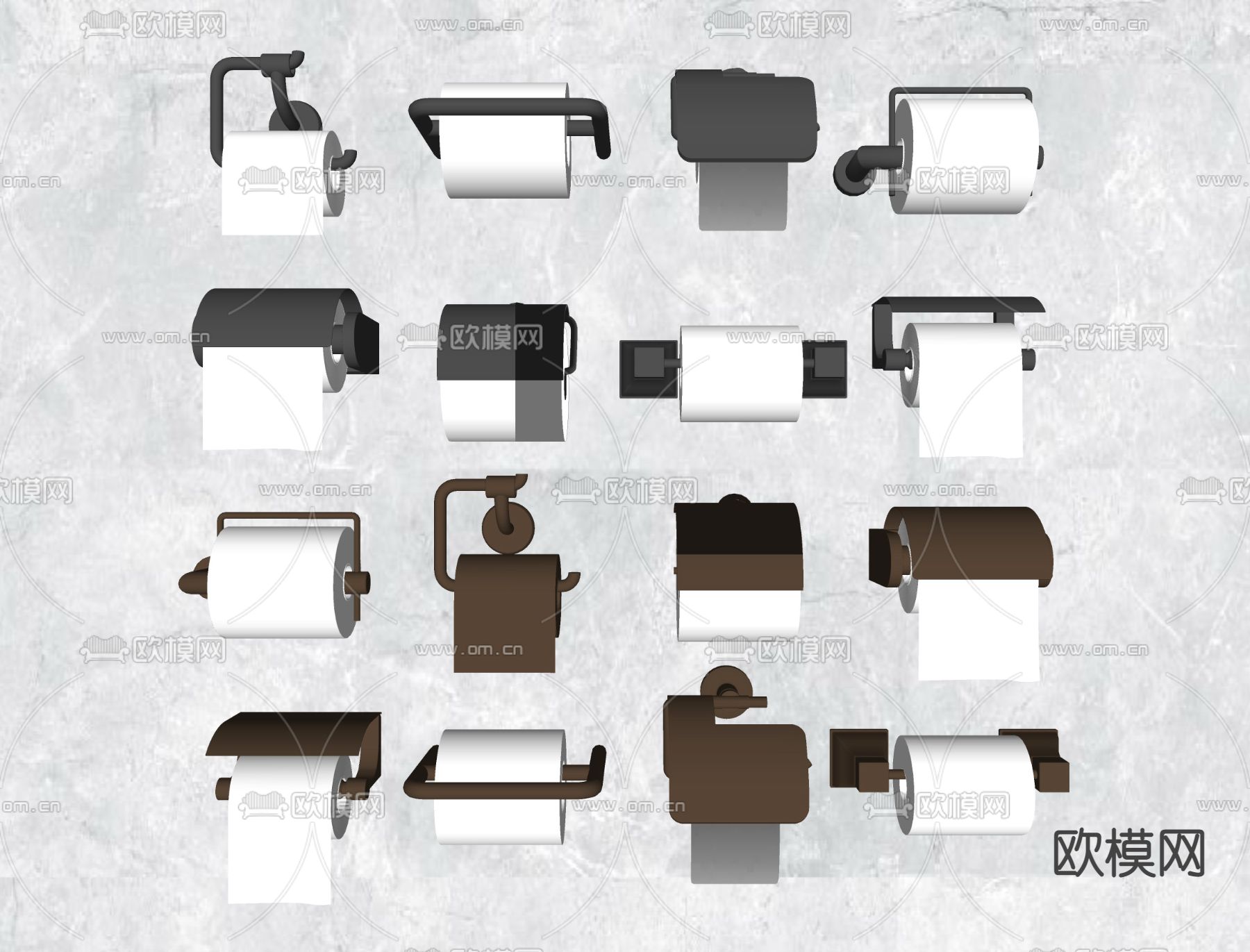 现代厕纸盒纸巾盒su模型下载（渲染图2）