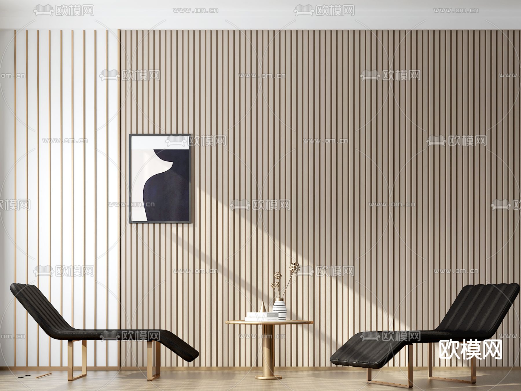 现代皮革躺椅3d模型下载