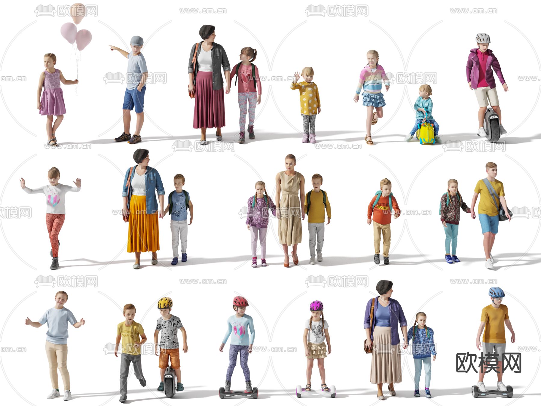 现代儿童人物3d模型下载