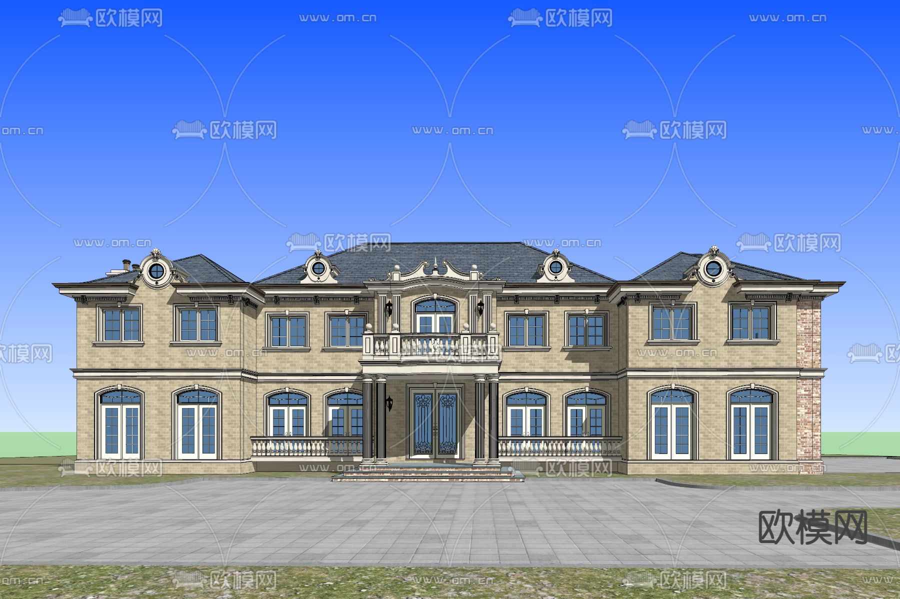 欧式别墅su模型下载（渲染图2）
