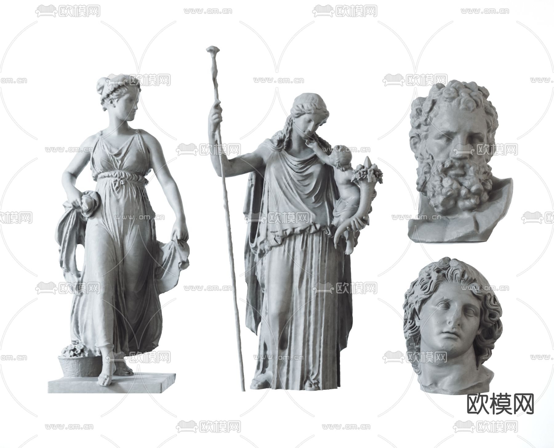 欧式石膏人物雕塑摆件3d模型下载