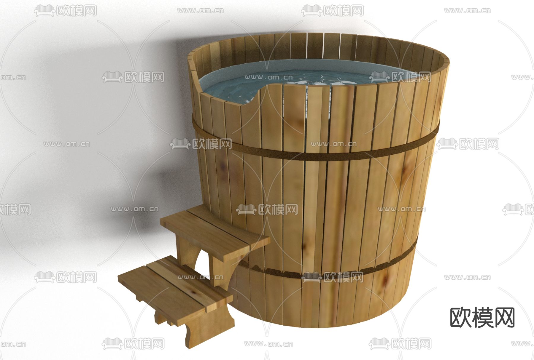现代装水木桶免费3d模型下载