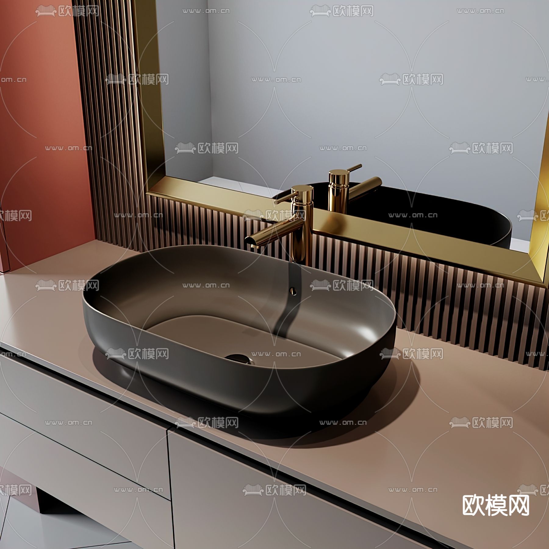 现代烤漆浴室柜洗手台3d模型