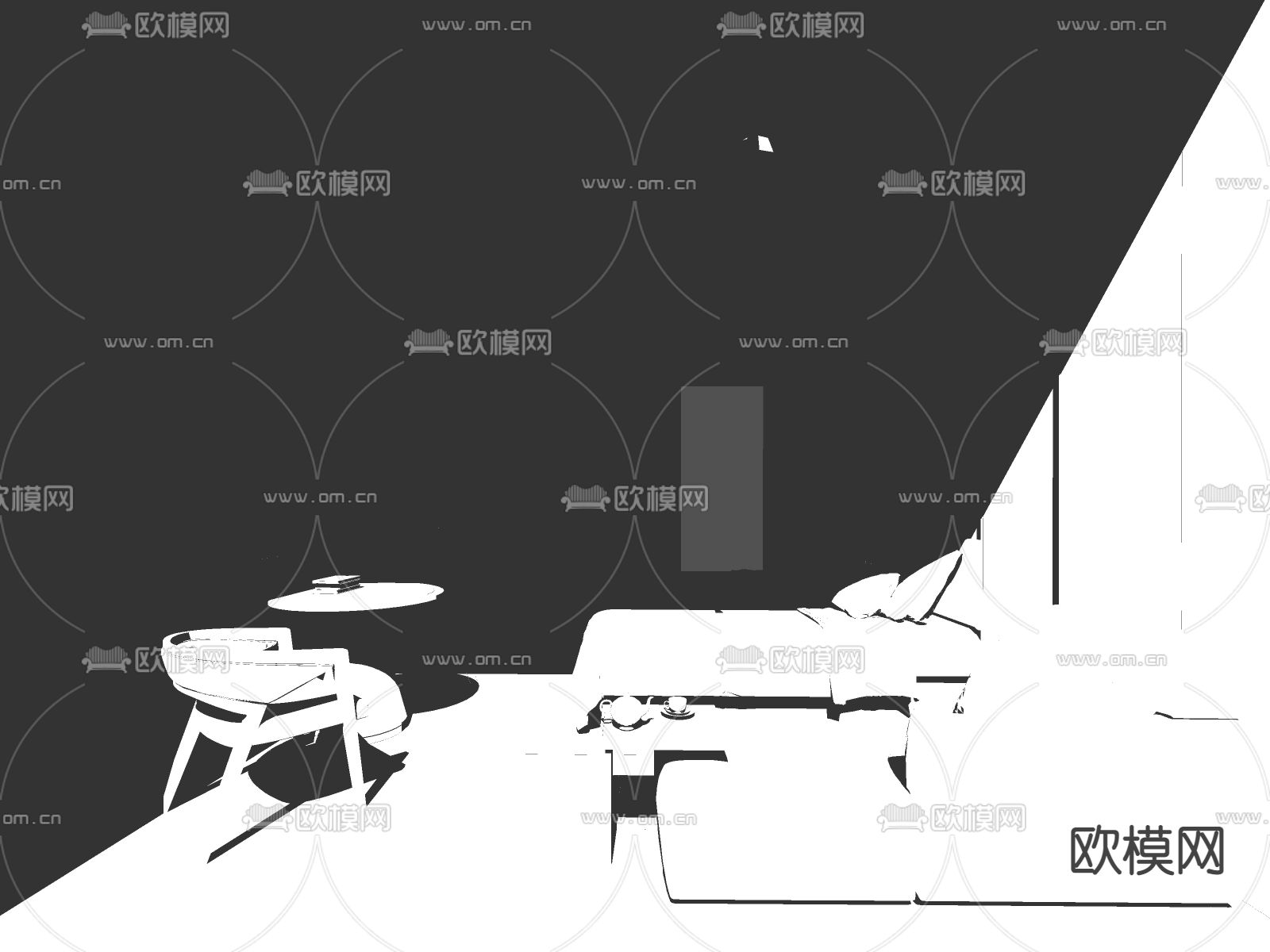 现代度假风酒店客房su模型下载（渲染图2）