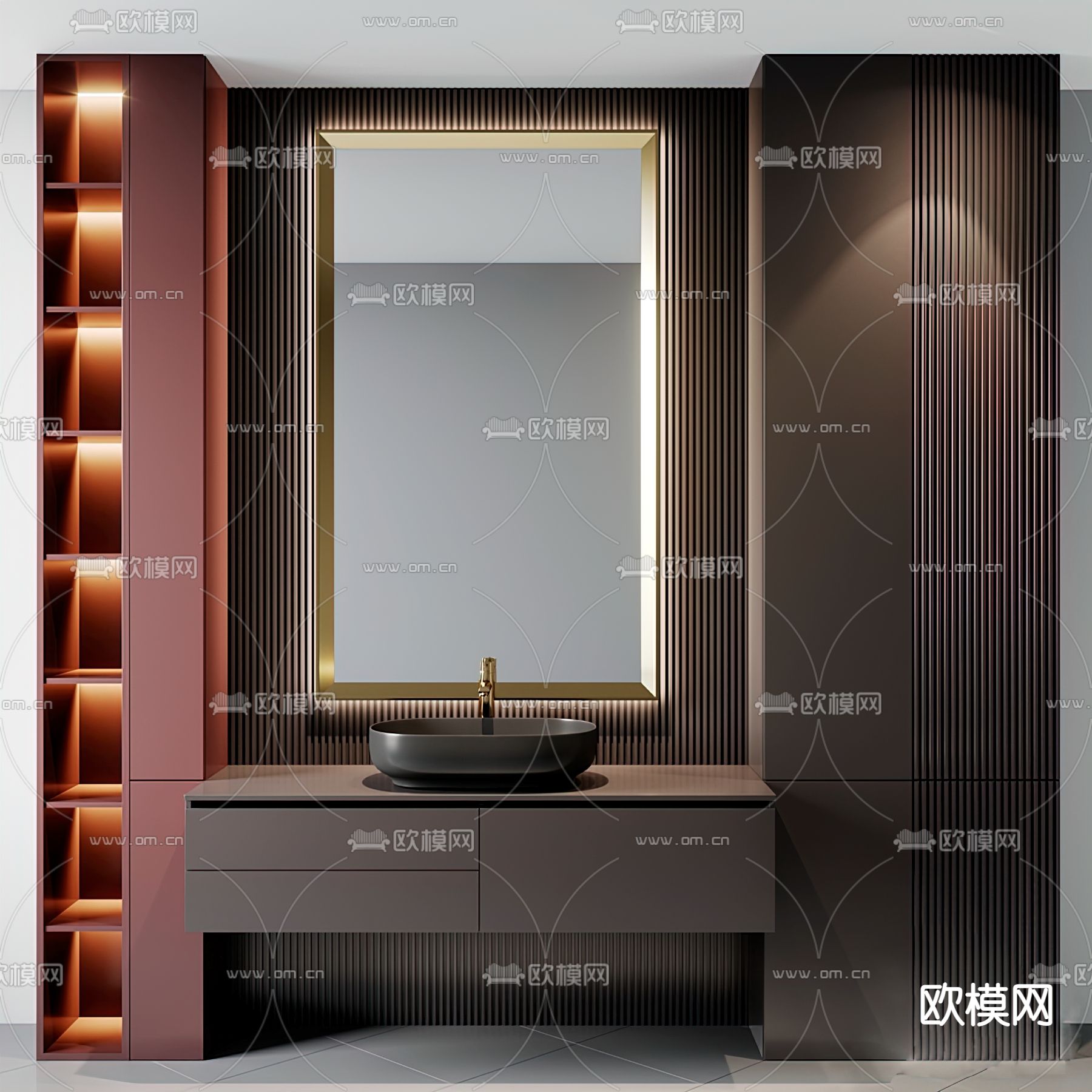 现代烤漆浴室柜洗手台3d模型