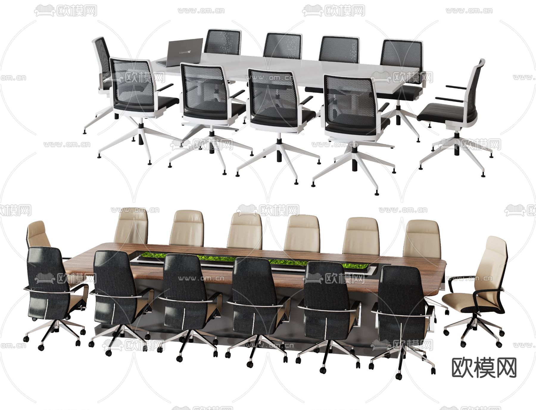 现代办公会议桌椅3d模型