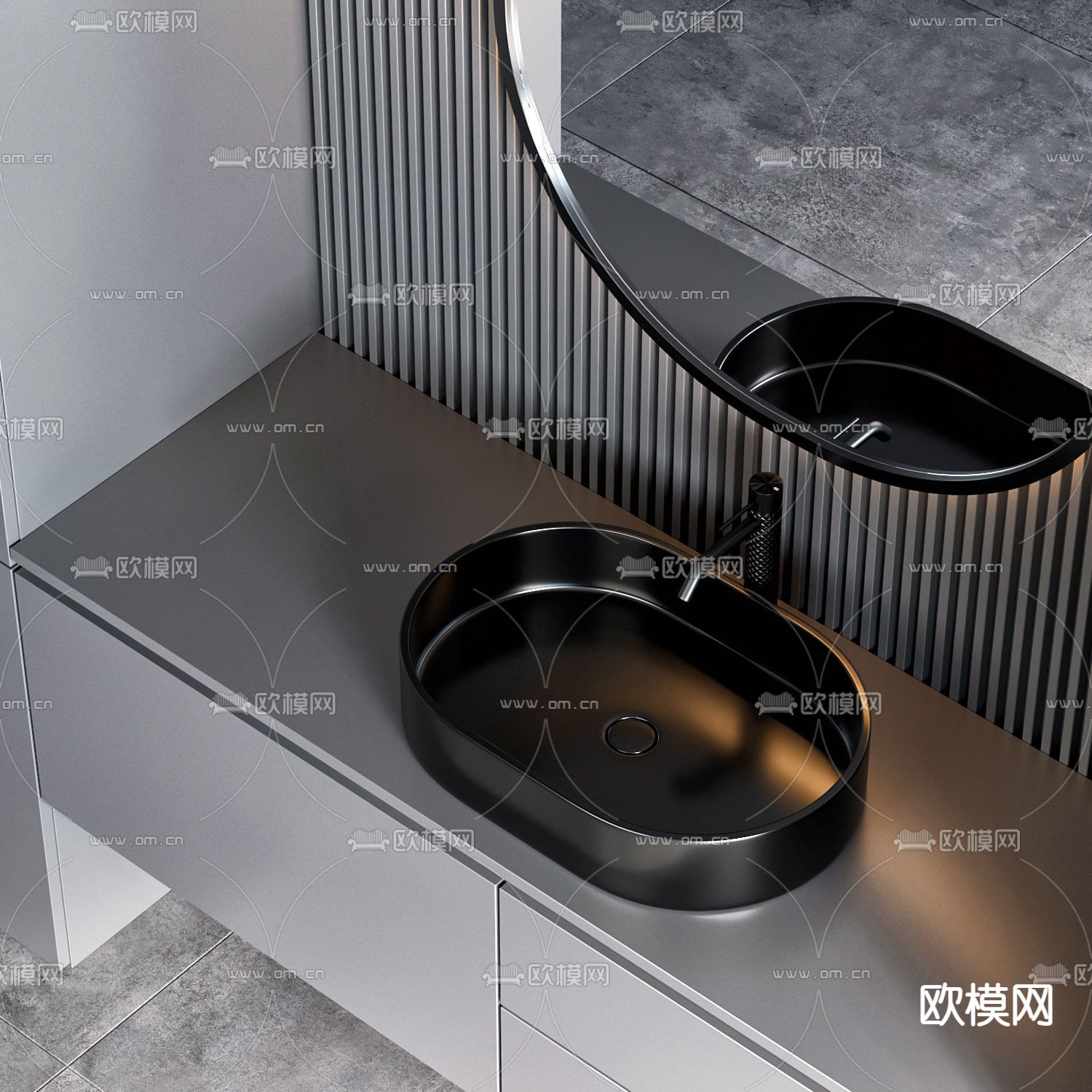 现代台盆洗手台3d模型