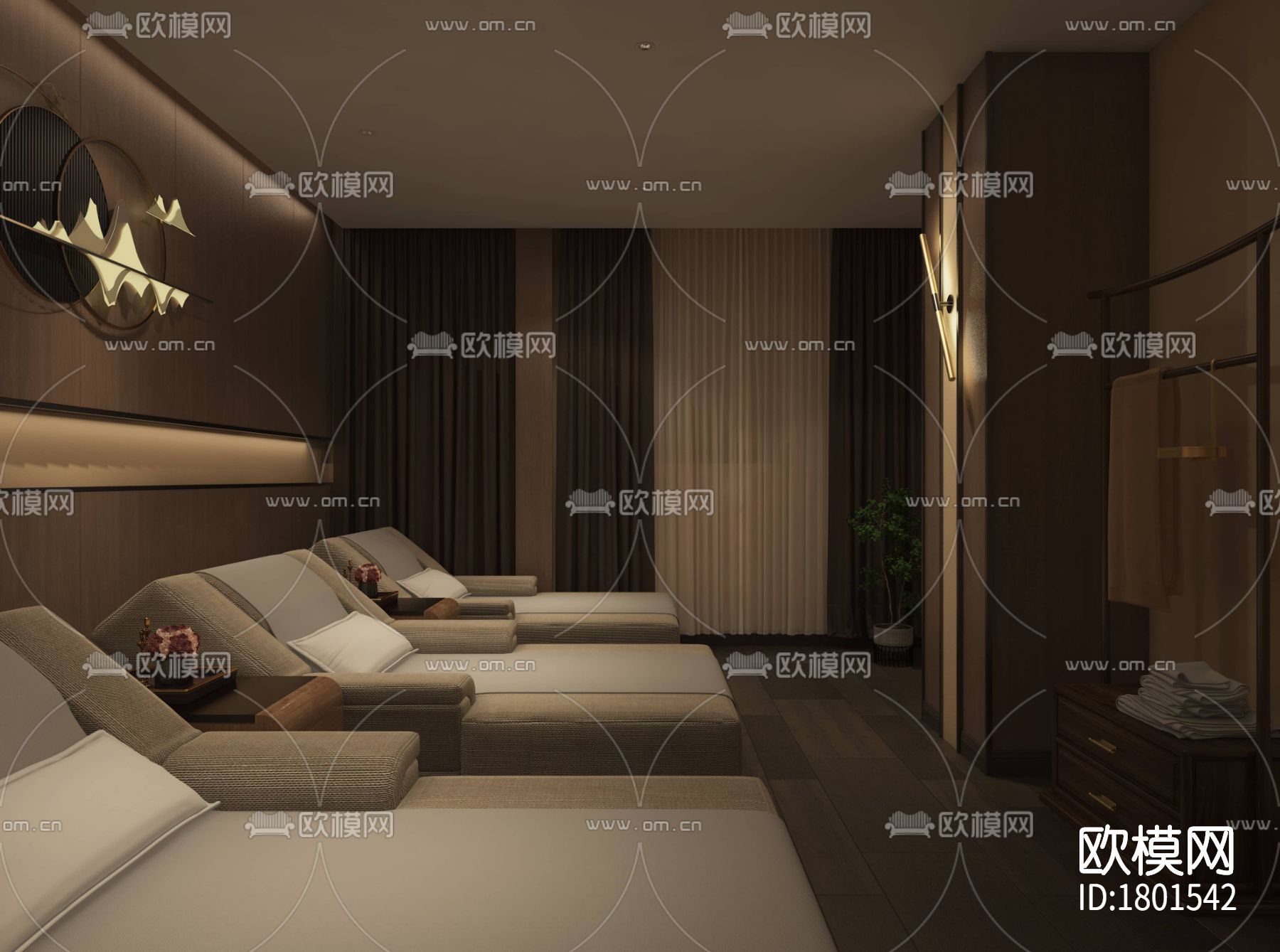 养生会所cad施工图下载（渲染图1）