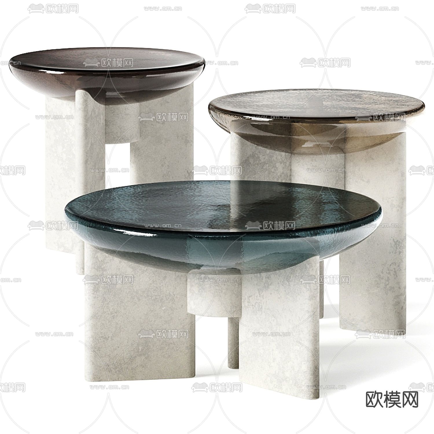 现代玻璃茶几su模型