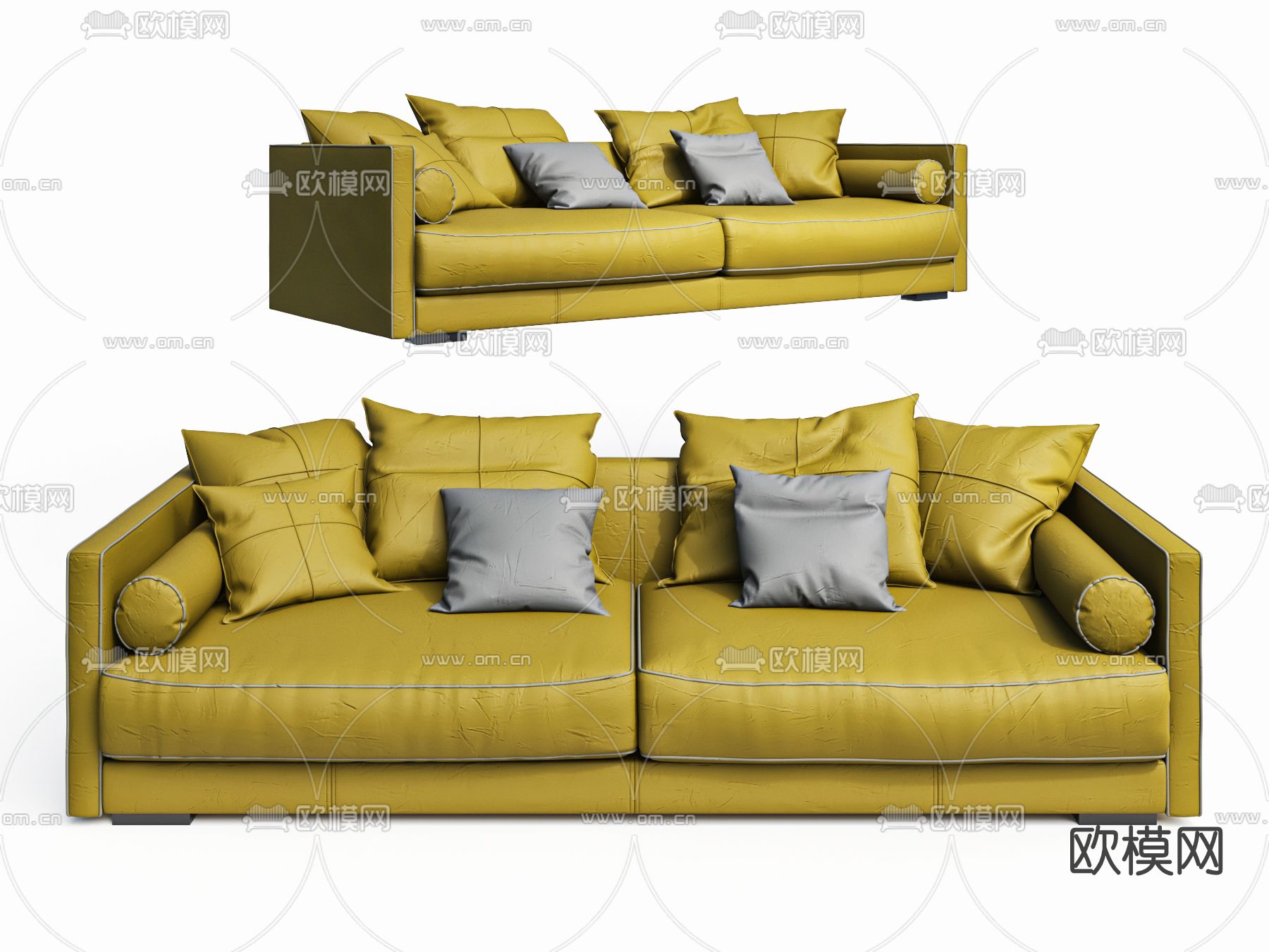 现代布艺双人沙发3d模型下载