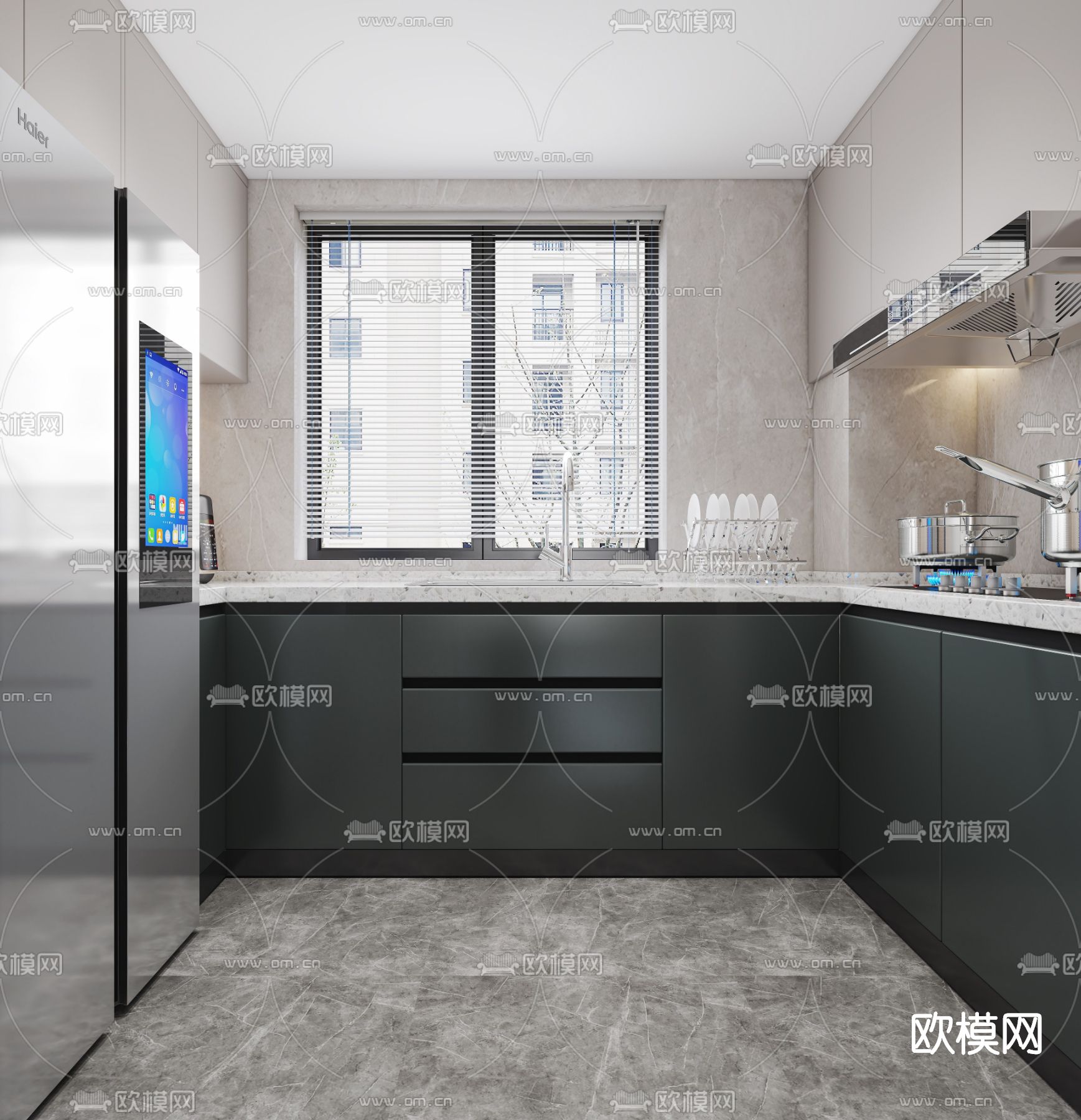 现代轻奢客餐厅3d模型下载（渲染图5）