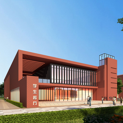 学校学生餐厅建筑外观3d模型