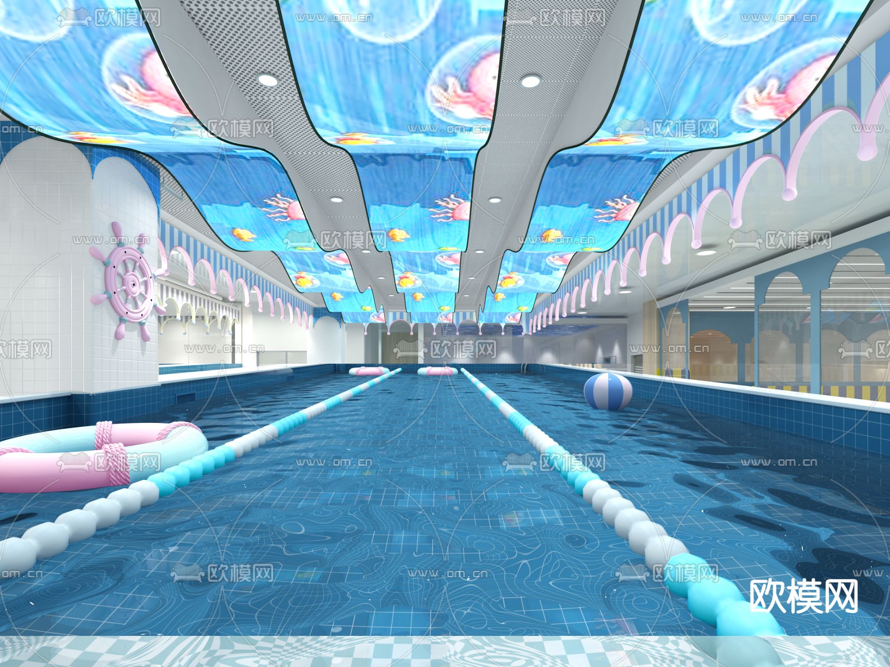 现代泳池免费3d模型下载