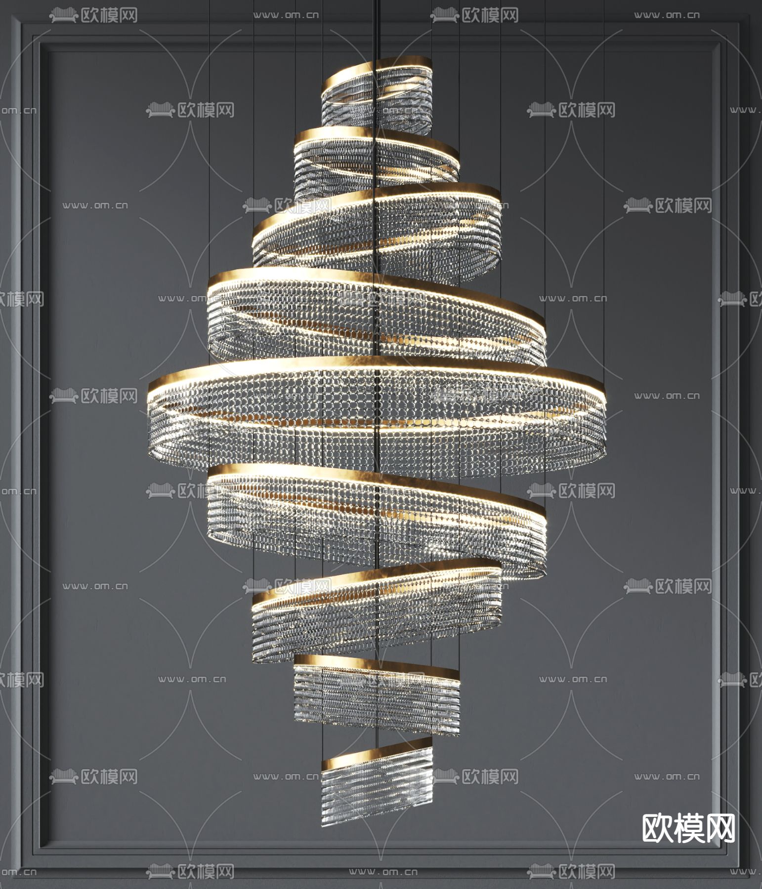 现代多层水晶吊灯3d模型下载