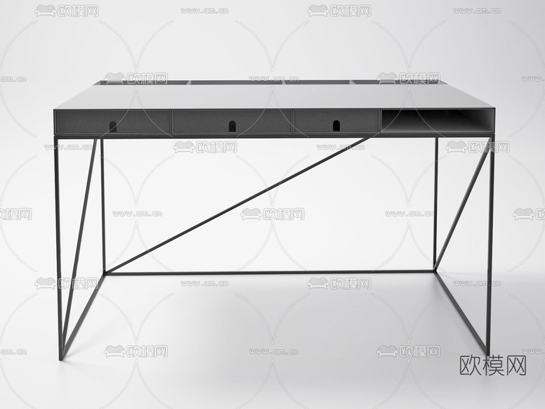 现代书桌免费3d模型下载