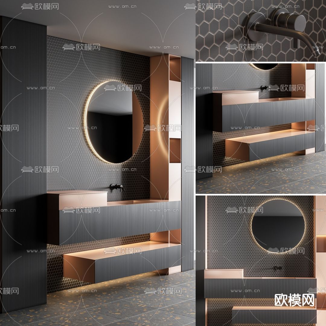 现代台盆洗手台3d模型