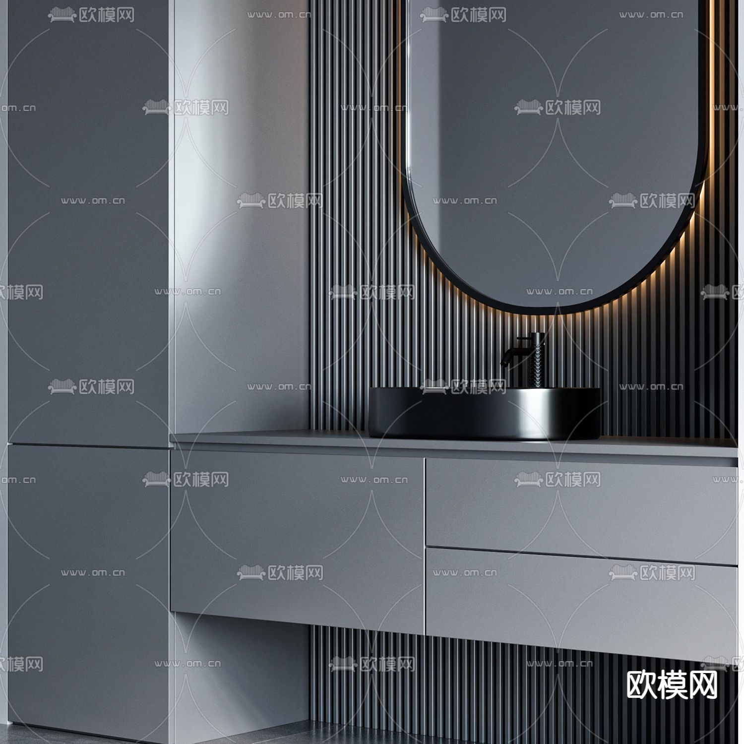 现代台盆洗手台3d模型