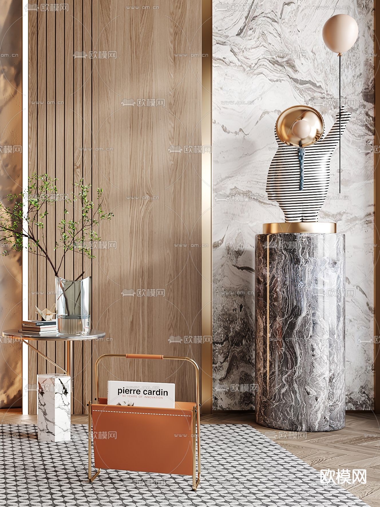 现代皮革单人沙发3d模型下载（渲染图2）