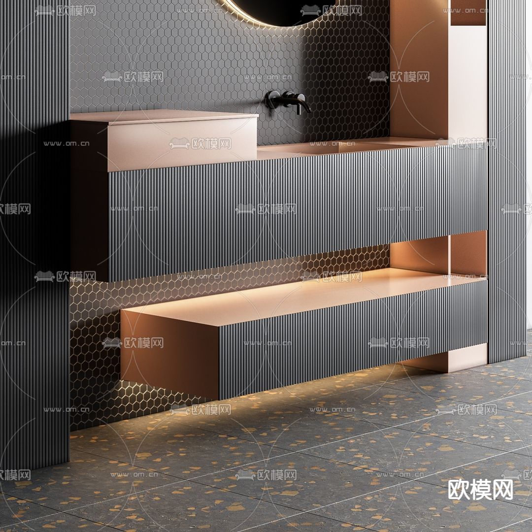 现代台盆洗手台3d模型
