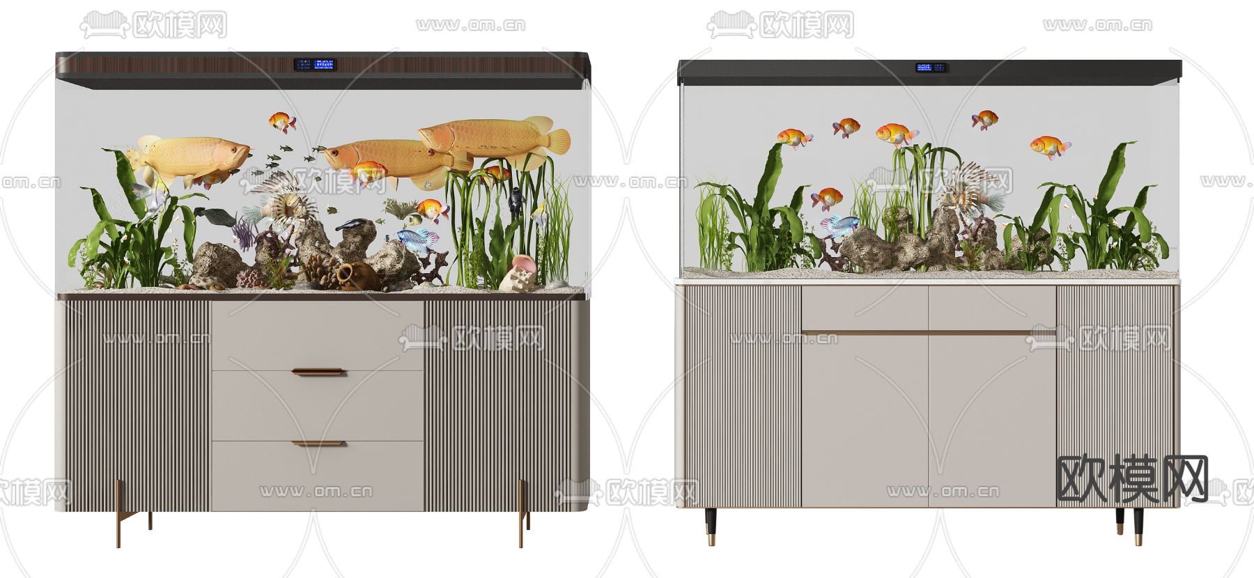 现代水族箱鱼缸3d模型