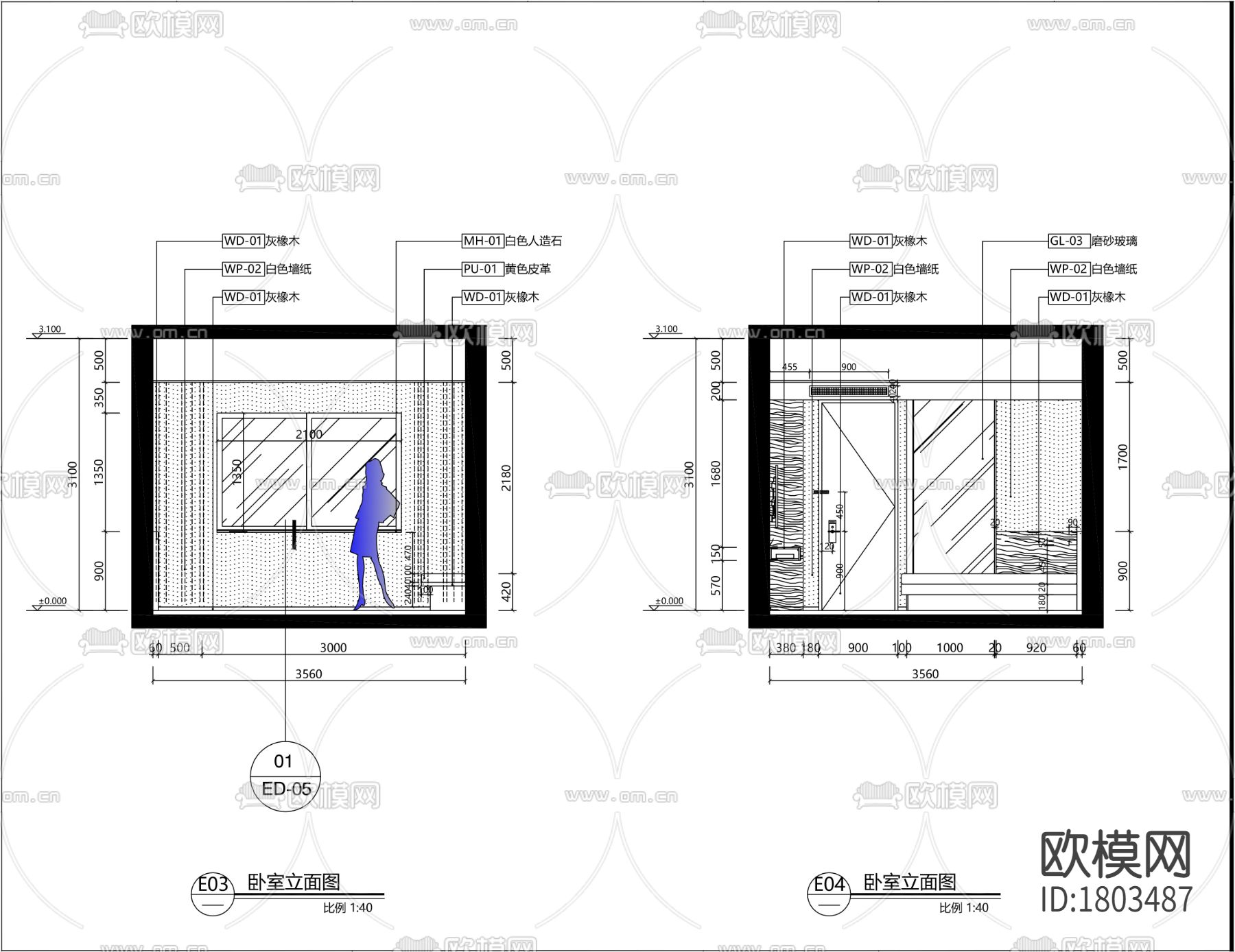现代酒店客房cad施工图下载（渲染图10）