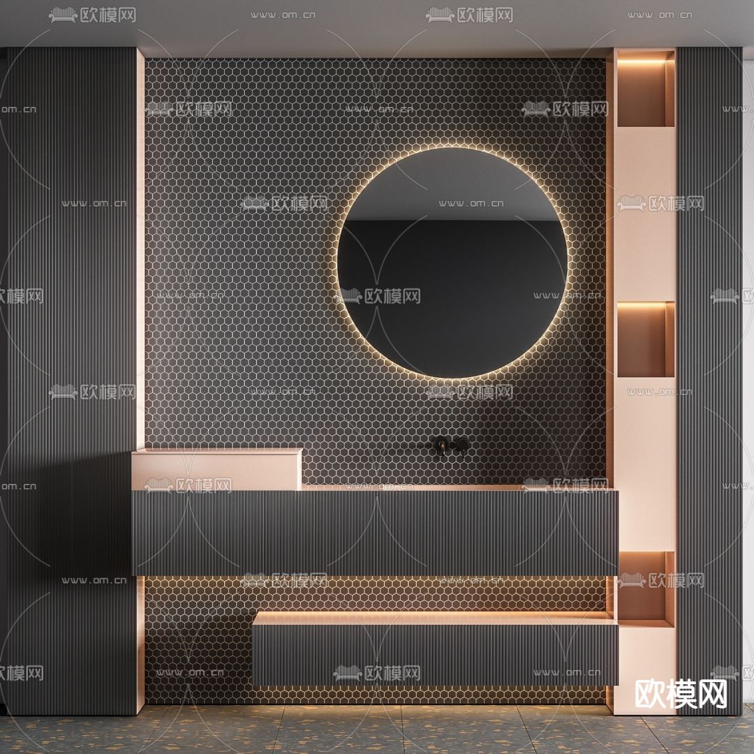 现代台盆洗手台3d模型