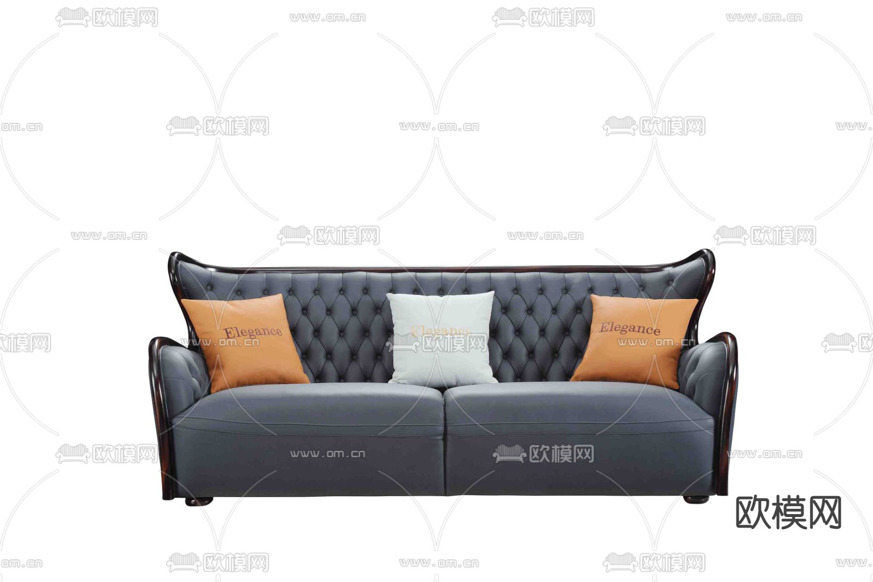 欧式轻奢皮革沙发组合免费3d模型下载（渲染图2）