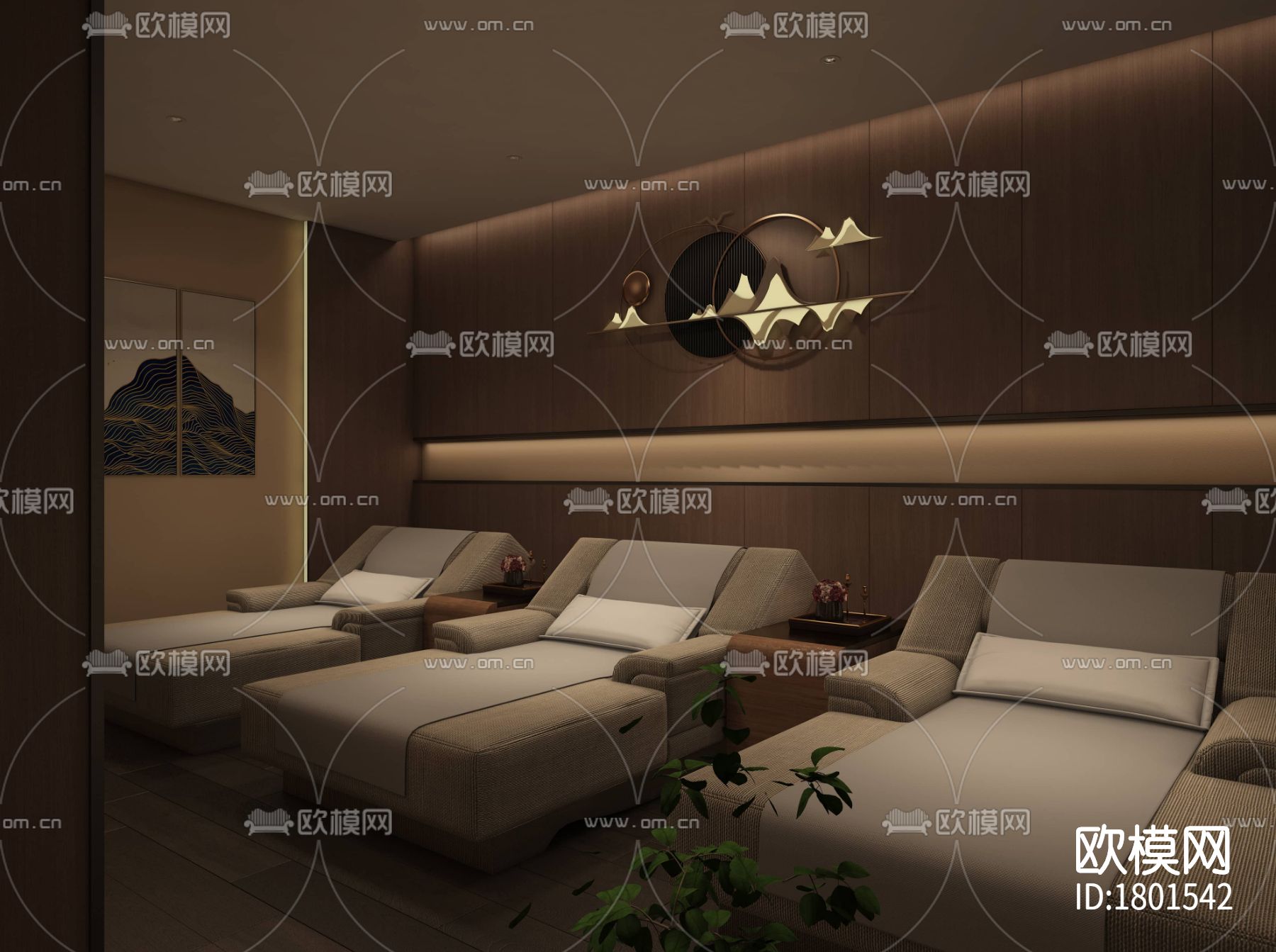 养生会所cad施工图下载（渲染图2）