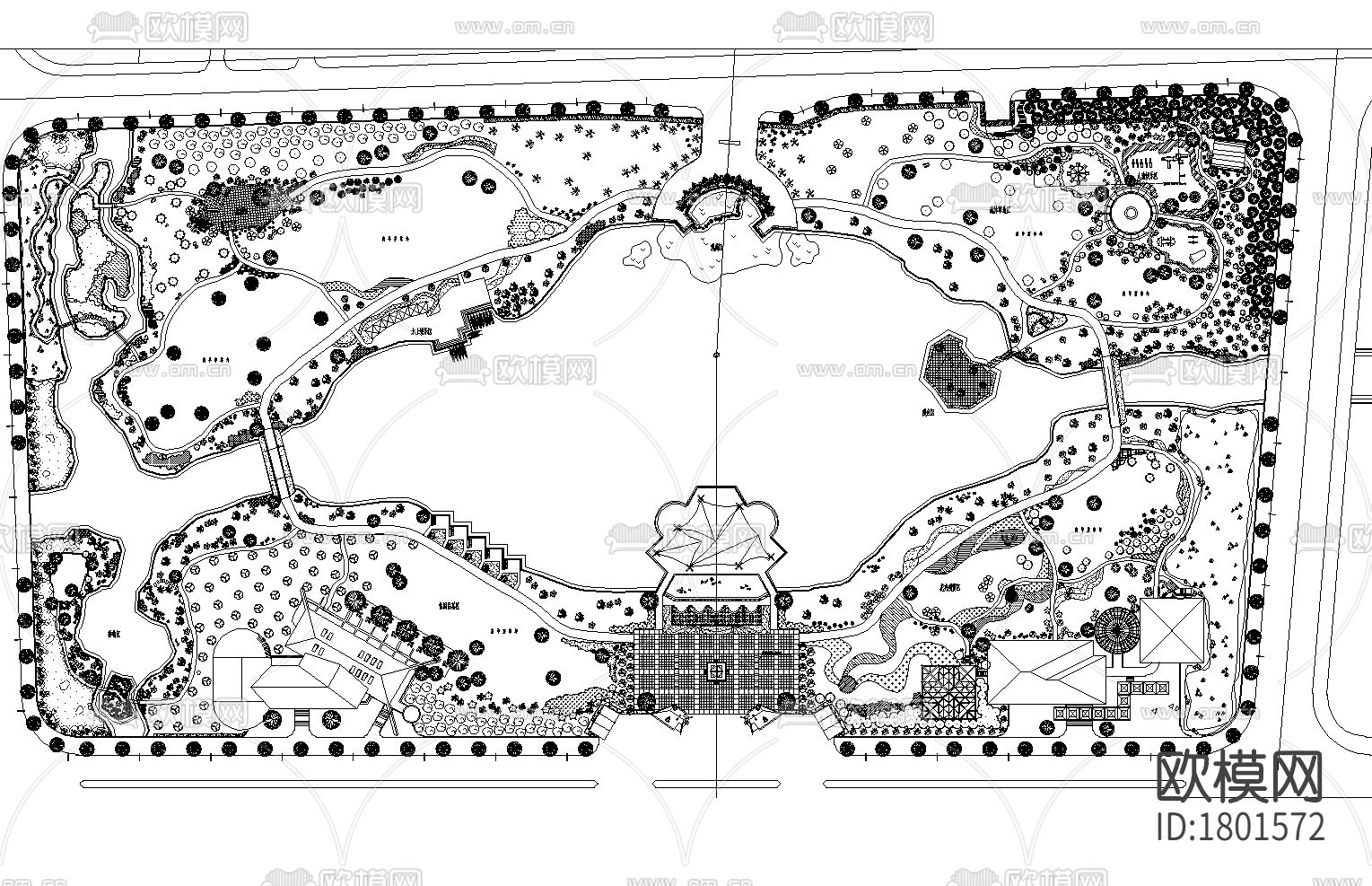 公园景观cad图纸下载（渲染图1）