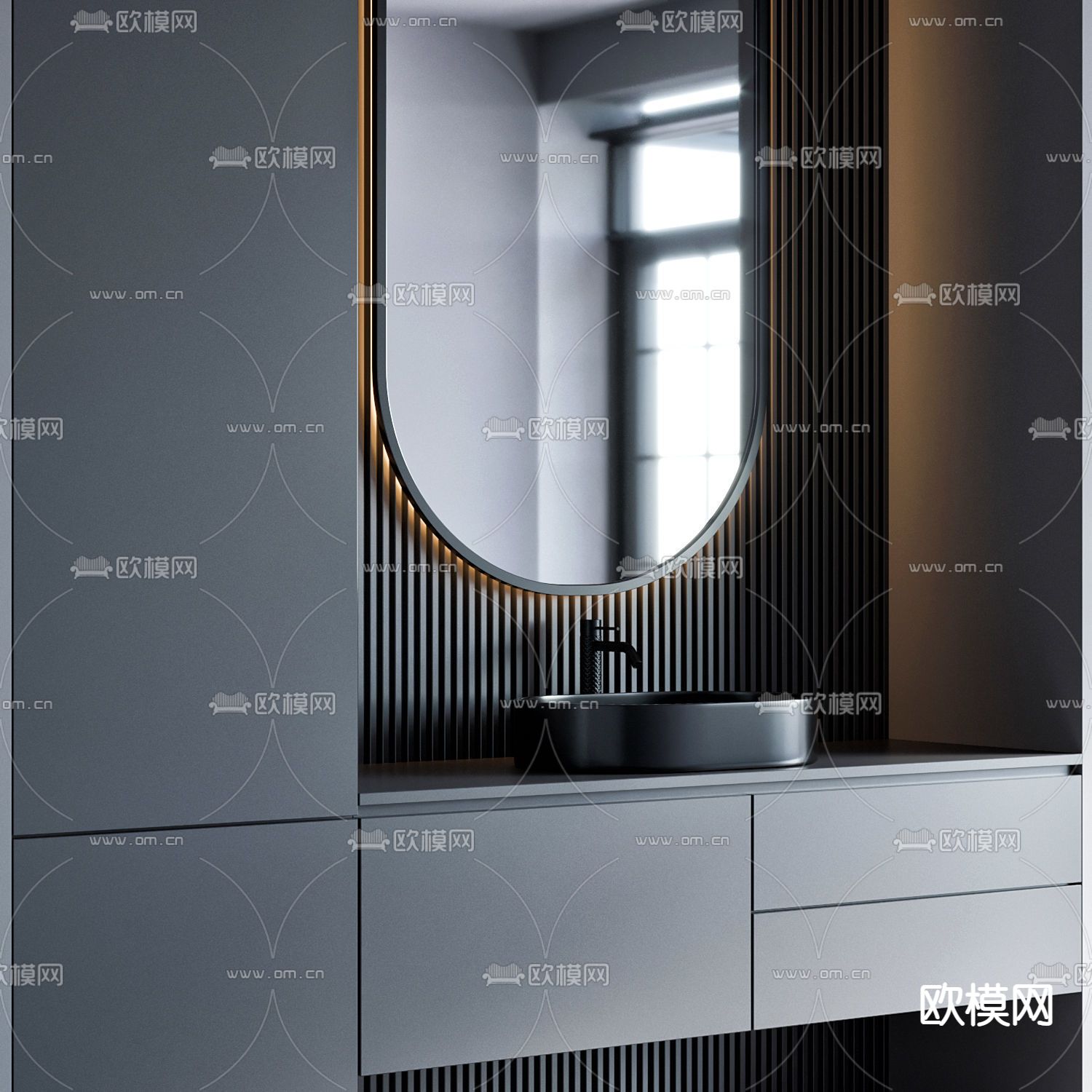 现代台盆洗手台3d模型