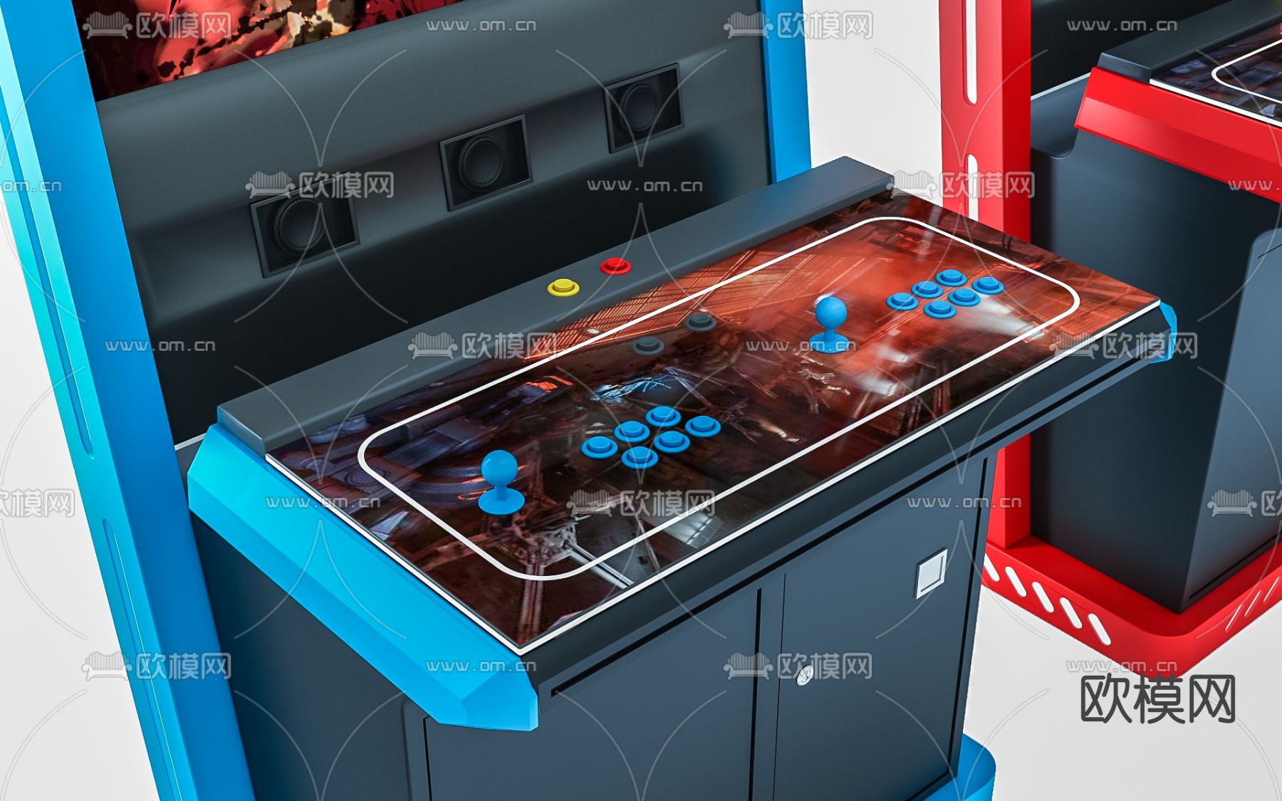 现代游戏机街机3d模型下载（渲染图2）