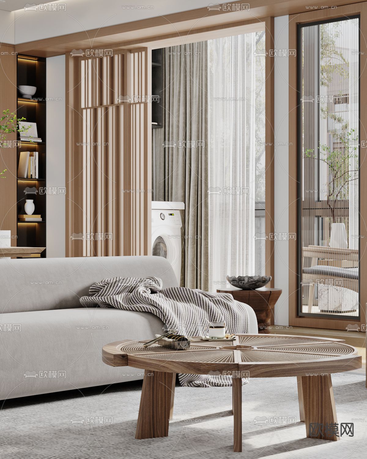 北欧复式客餐厅3d模型下载（渲染图3）