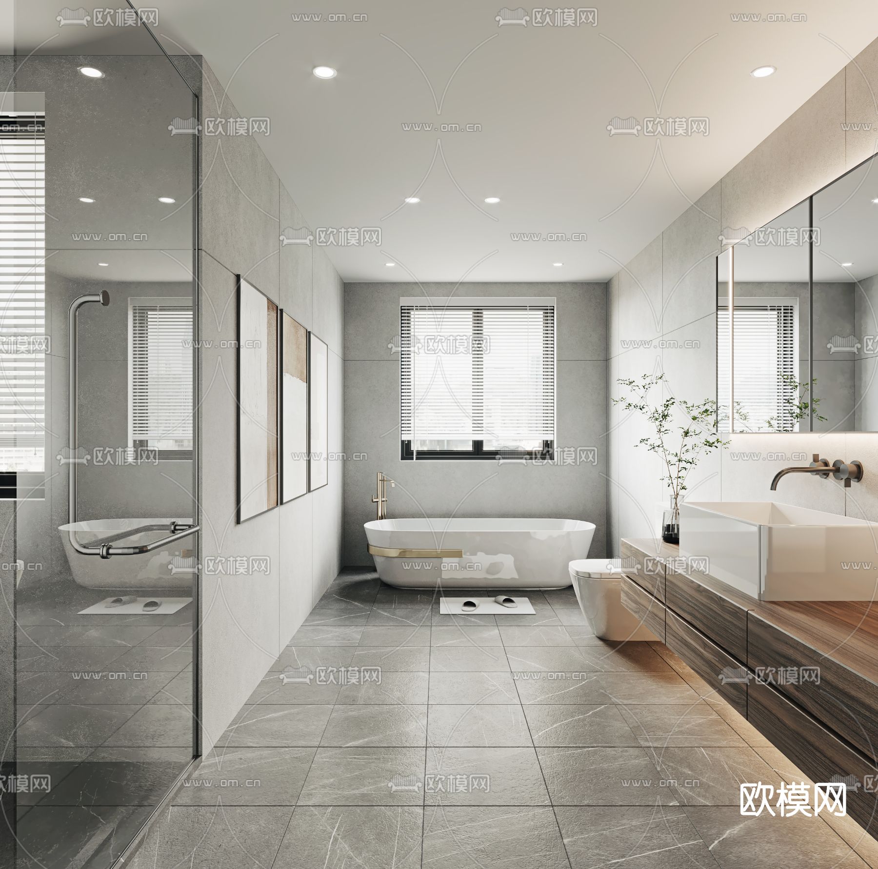 现代卫生间浴室3d模型下载