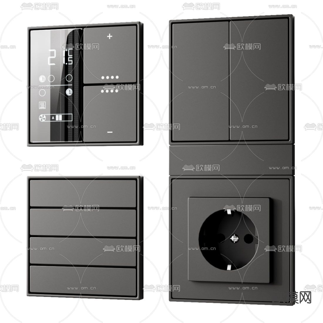 现代开关插座调节面板3d模型下载（渲染图2）