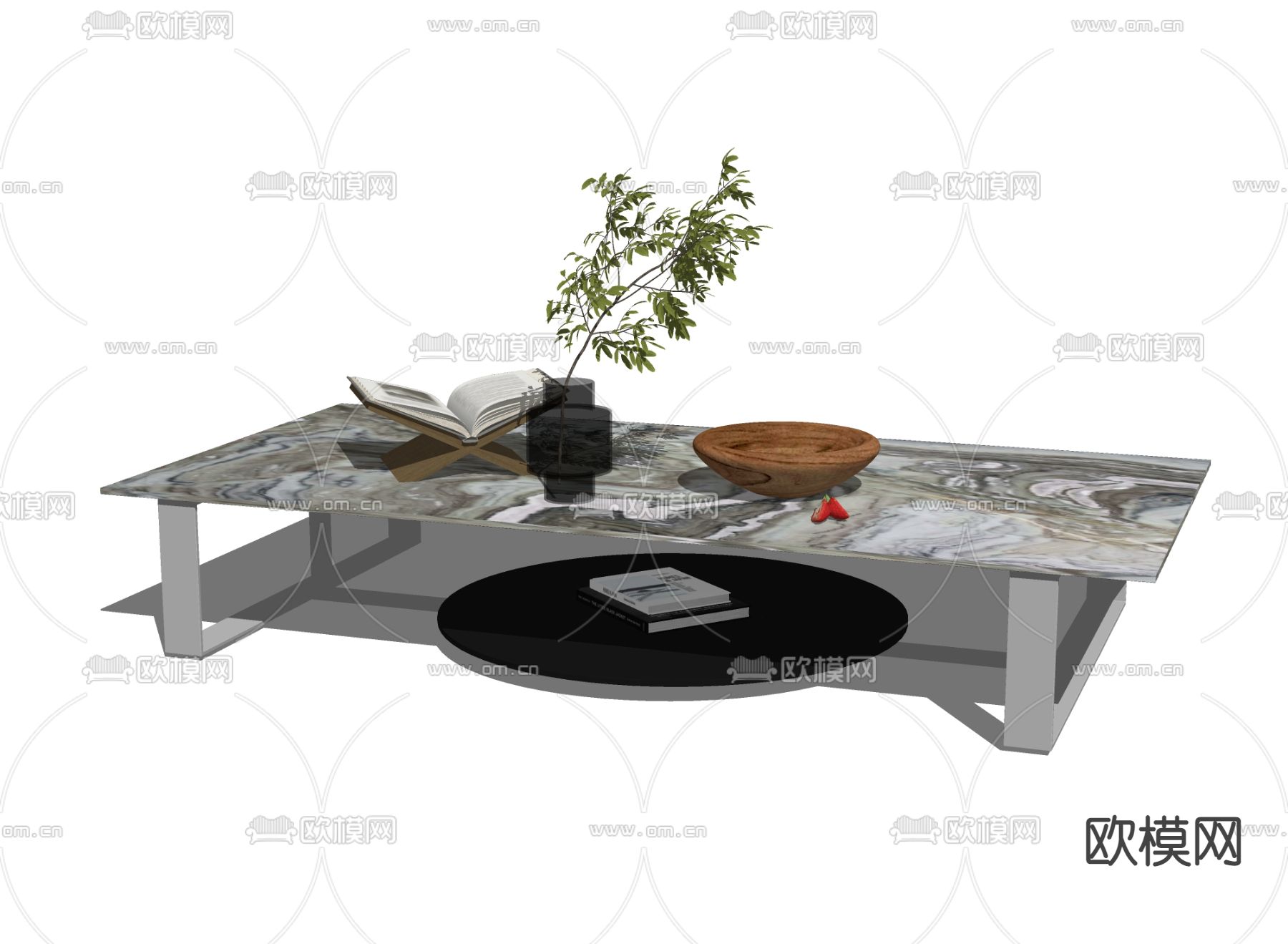 现代轻奢茶几su模型下载（渲染图2）