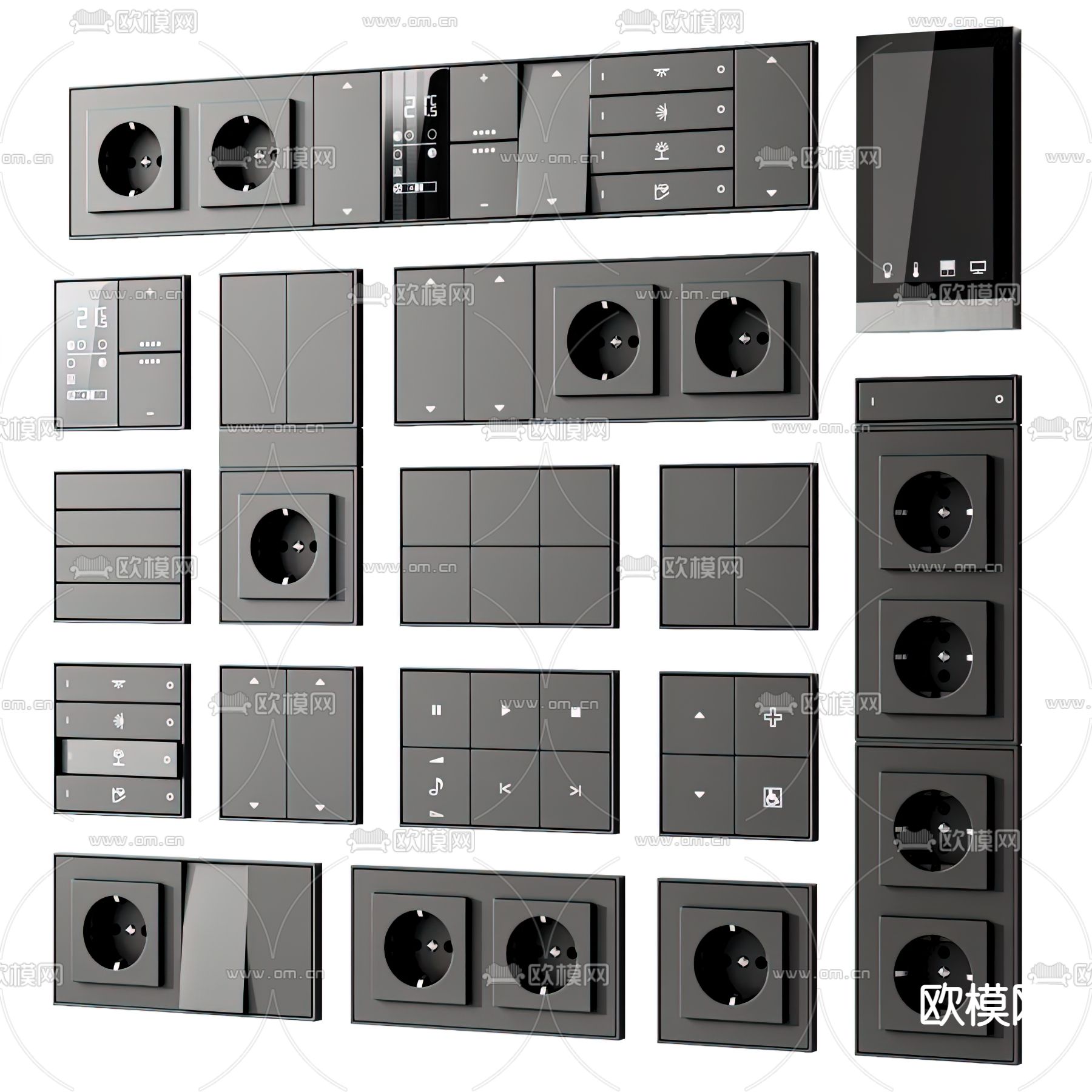 现代开关插座调节面板3d模型下载（渲染图1）