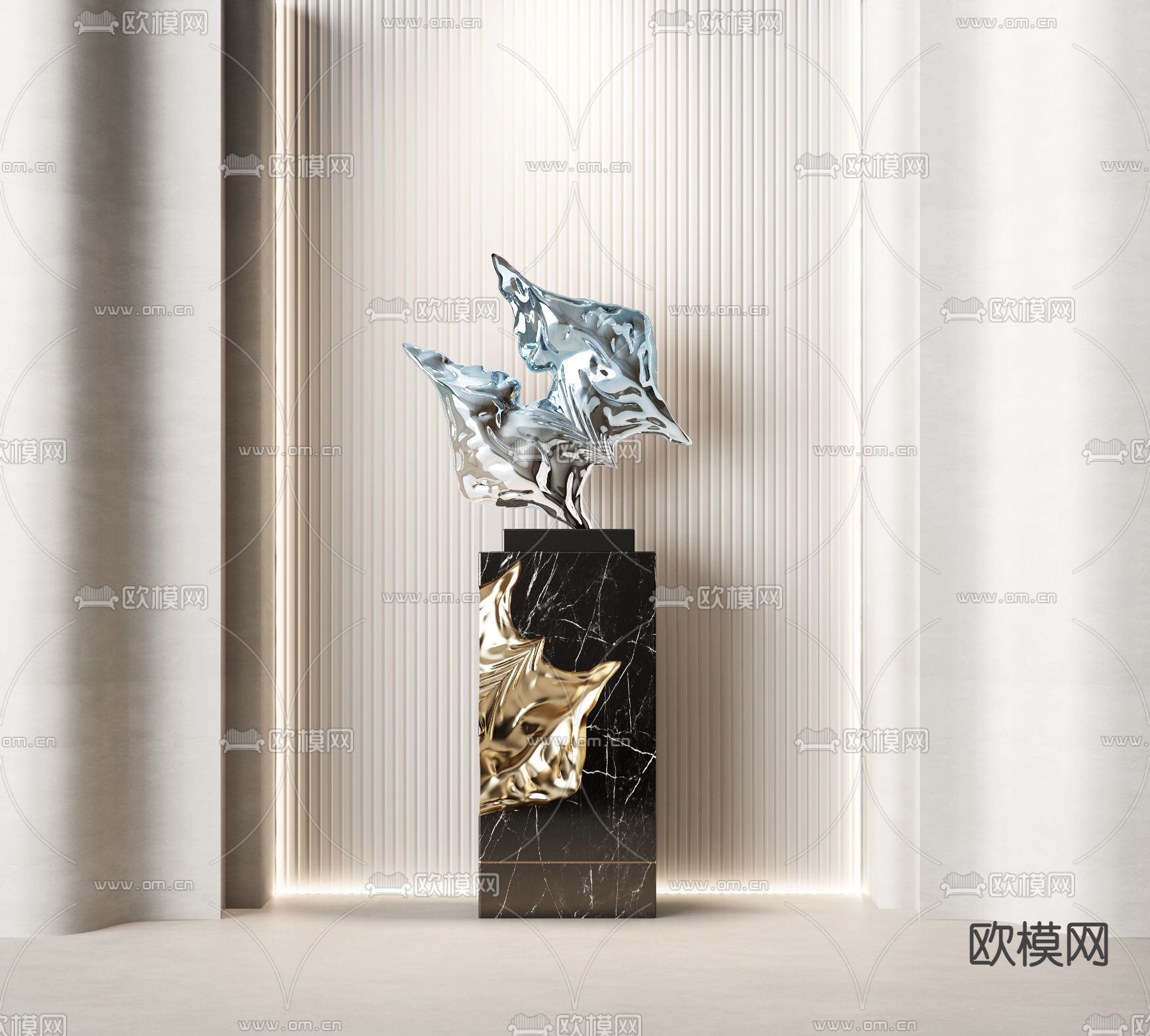 现代抽象雕塑摆件3d模型下载