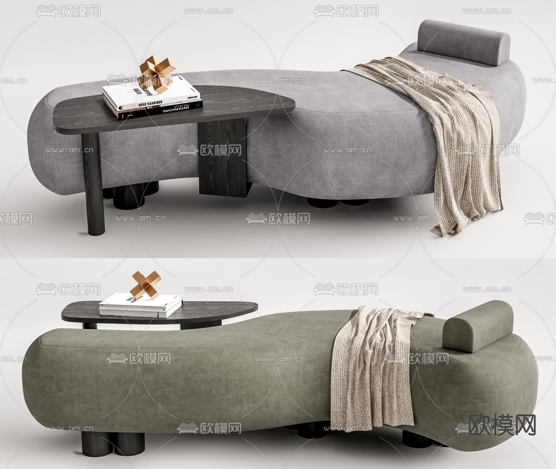 现代弧形贵妃椅su模型下载（渲染图1）