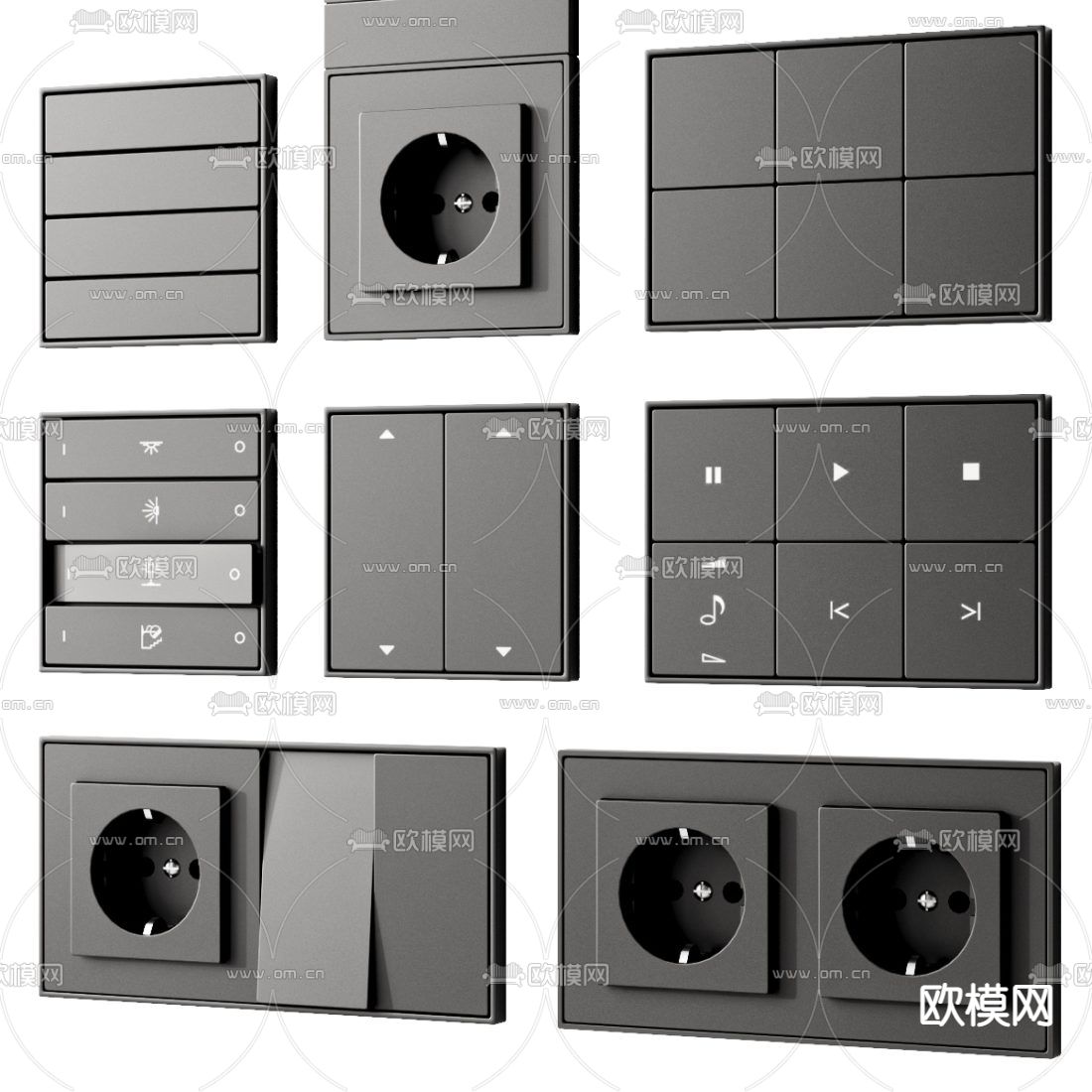 现代开关插座调节面板3d模型下载（渲染图4）