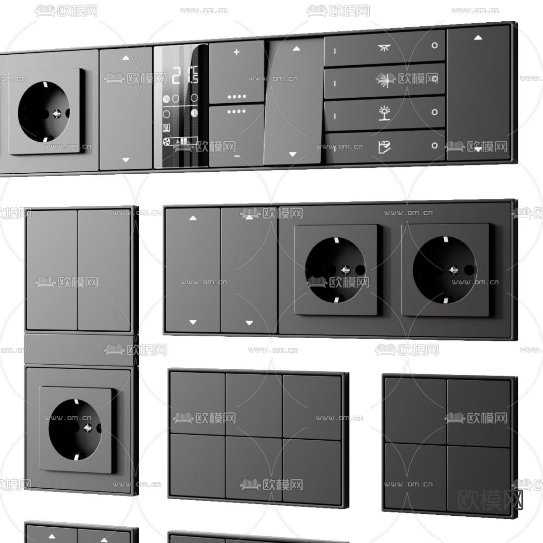 现代开关插座调节面板3d模型下载（渲染图3）