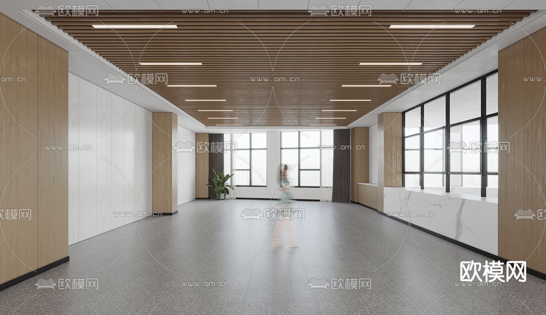 现代员工食堂3d模型