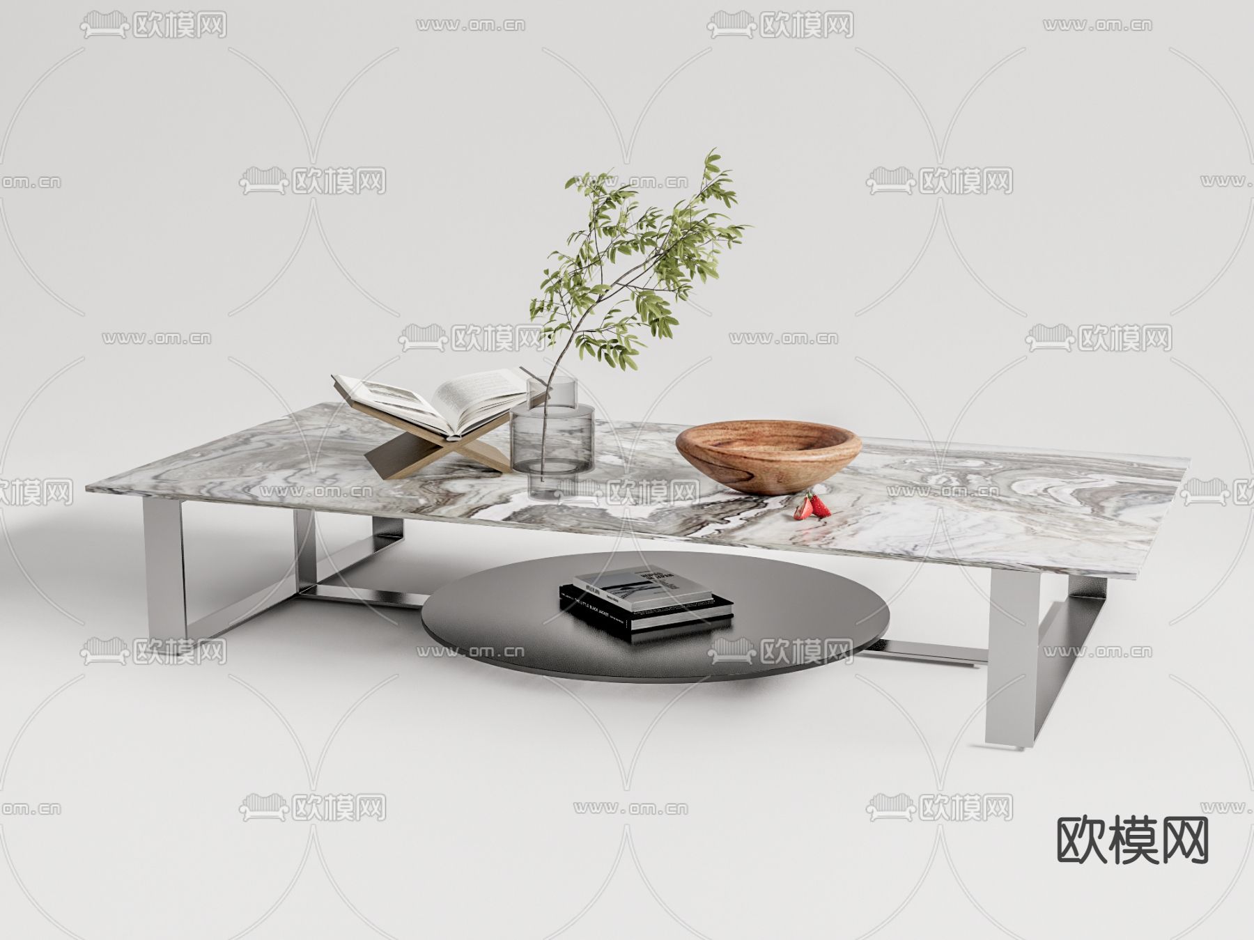 现代轻奢茶几su模型下载（渲染图1）
