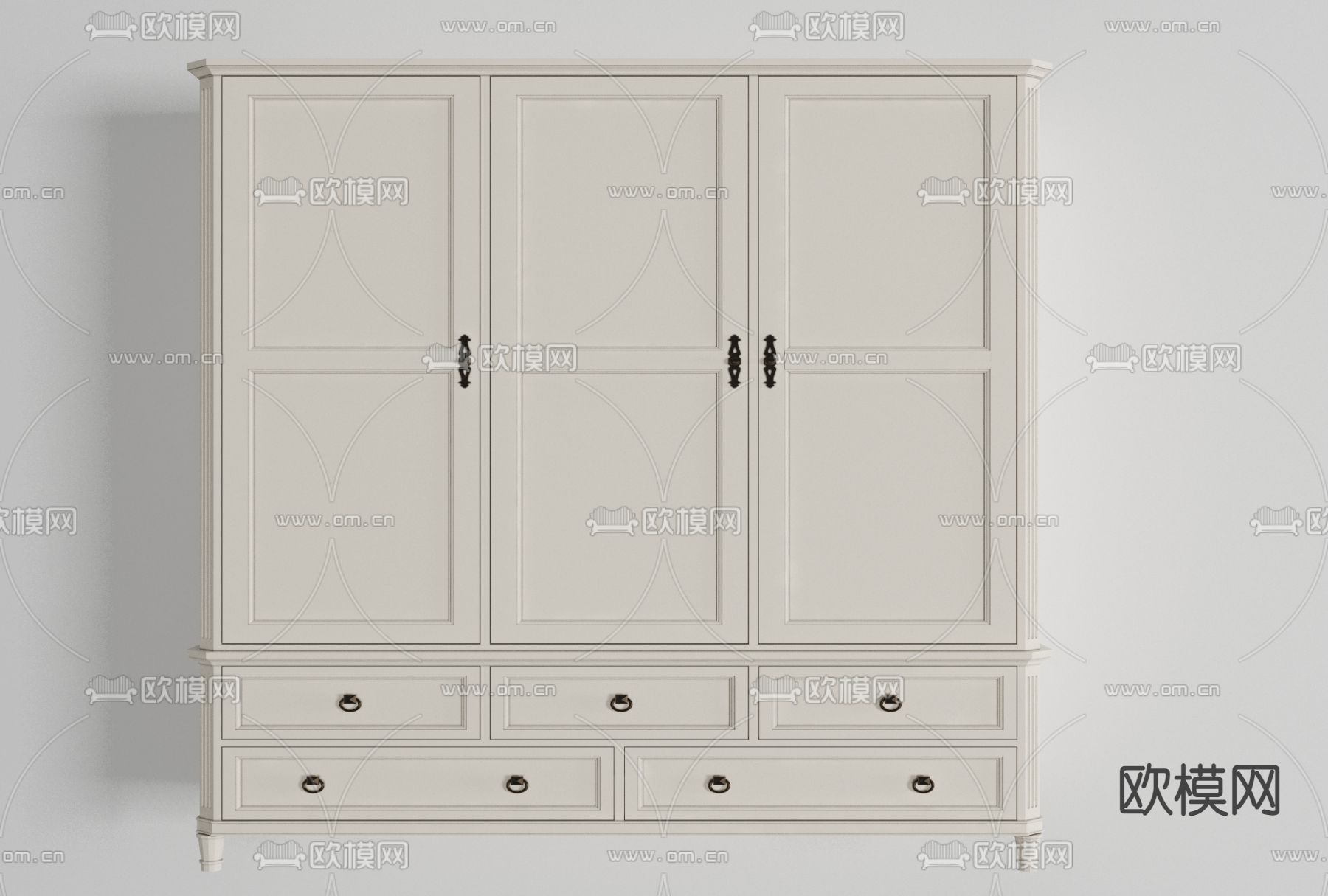 美式烤漆衣柜免费3d模型下载