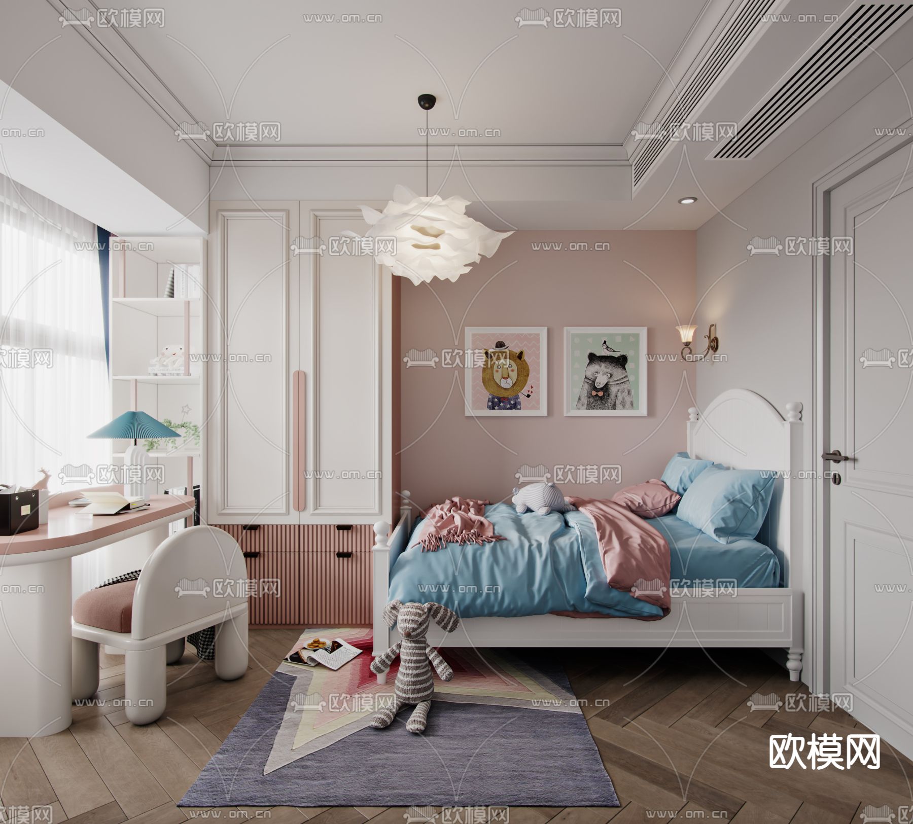 美式卧室3d模型下载（渲染图3）