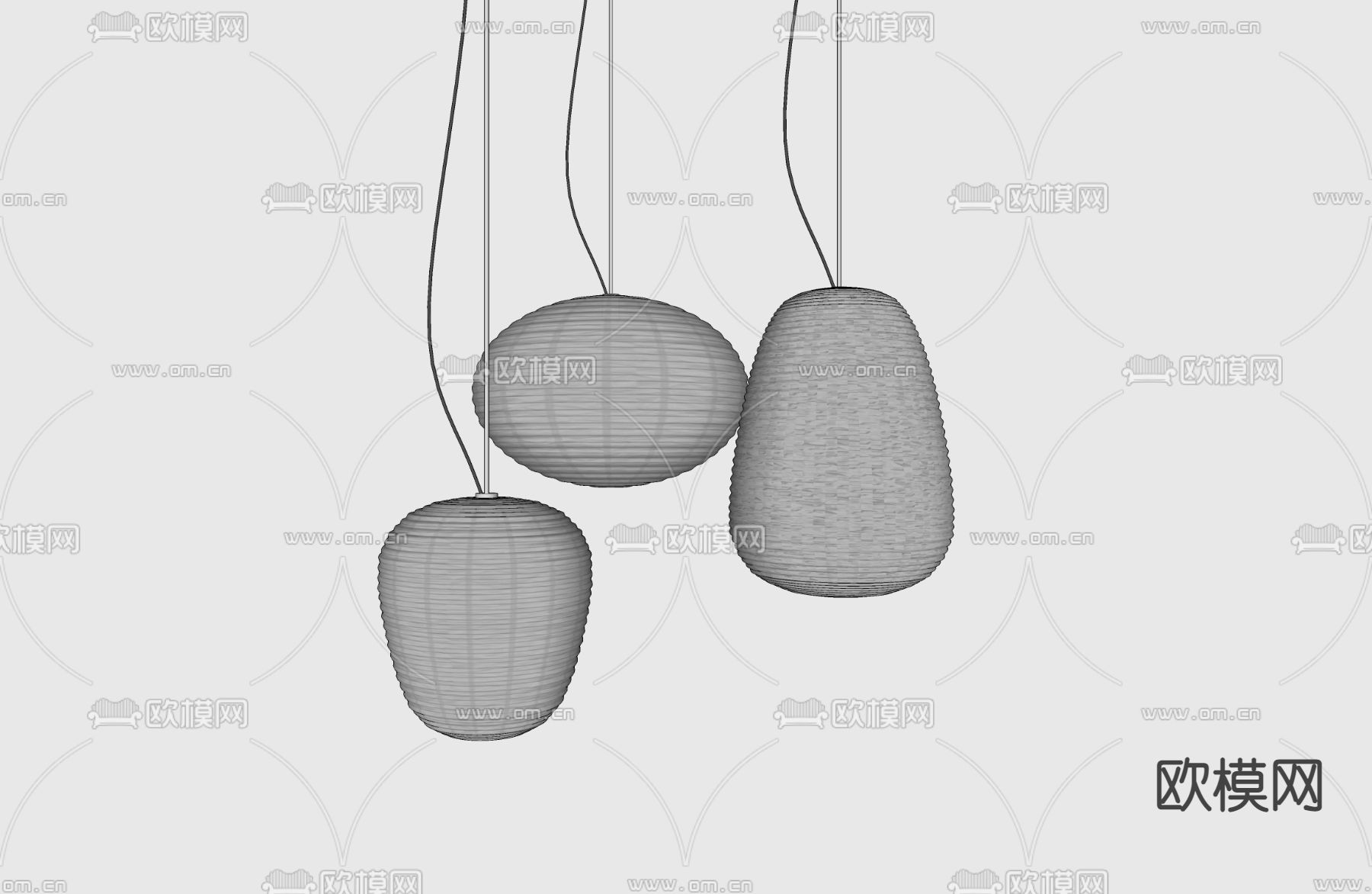 侘寂风吊灯su模型下载（渲染图2）